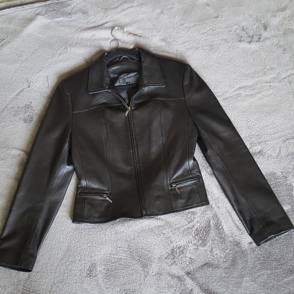\id. Collection black leather jacket, size 8 - Picture 1 of 1